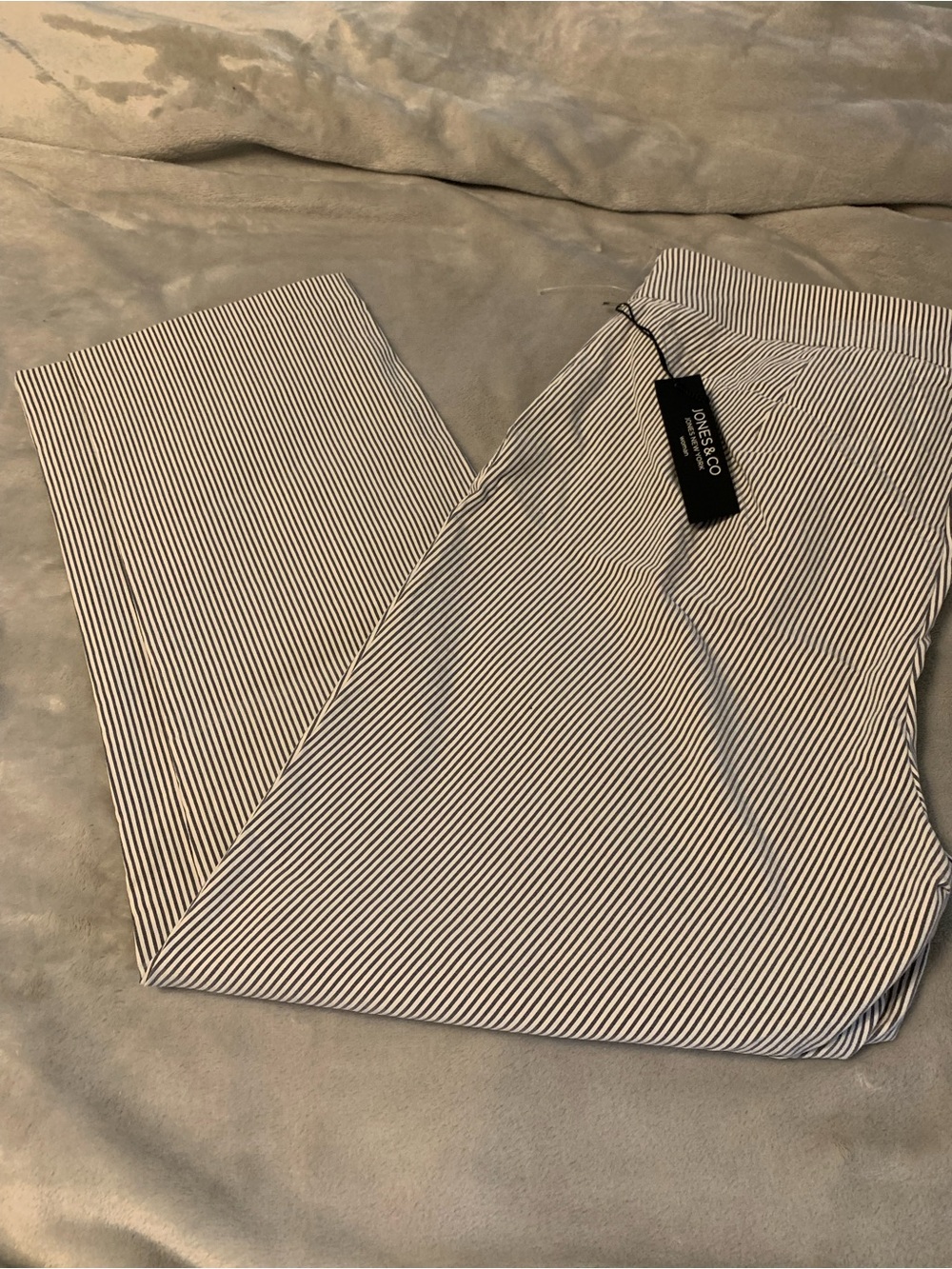 Woman’s Black and White Striped Dress Pants stretch pull-on 14W